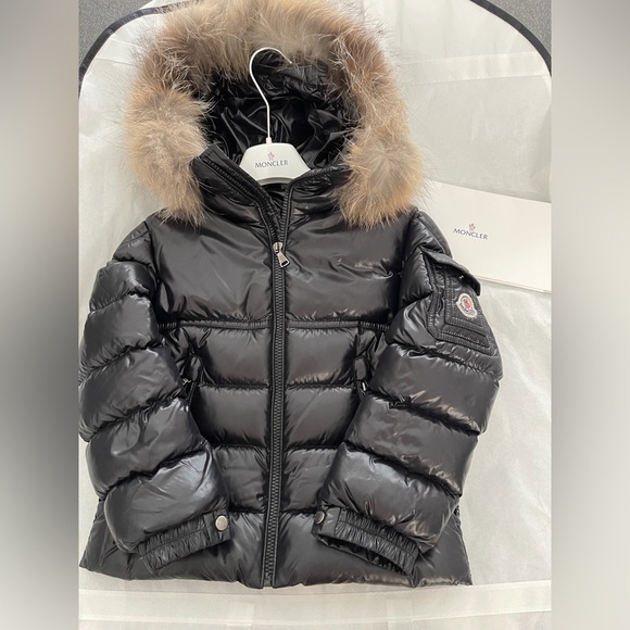 Moncler Other - Moncler Kids Shiny Black Puffer Jacket with Fur Trim